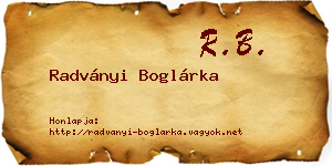 Radványi Boglárka névjegykártya